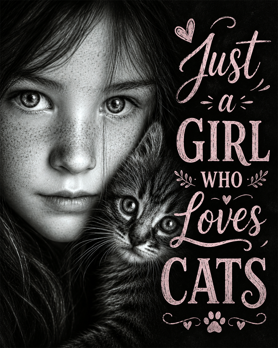 Cat Wall Art Prints - Just a Girl Who Loves Cats