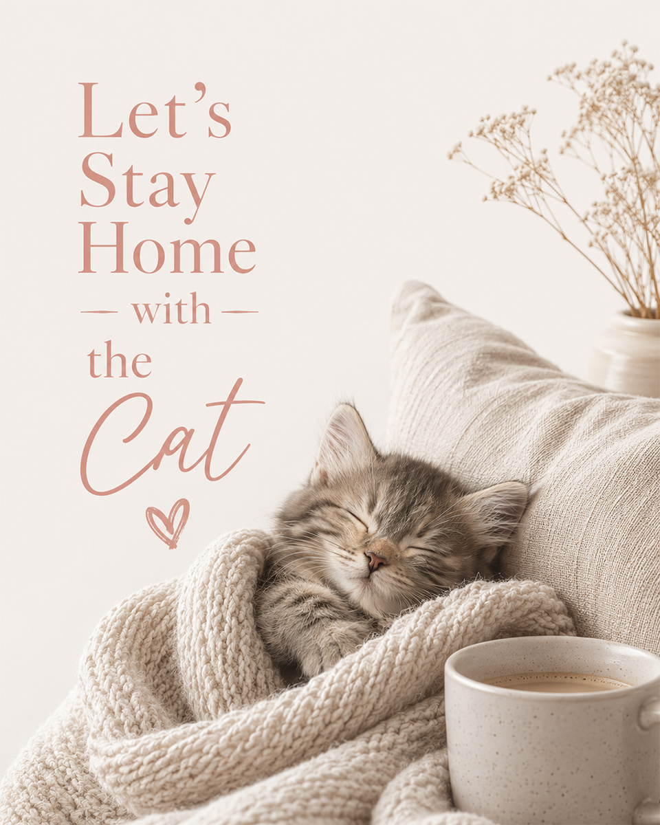 Cat Wall Art Prints - Let’s Stay Home with the Cat