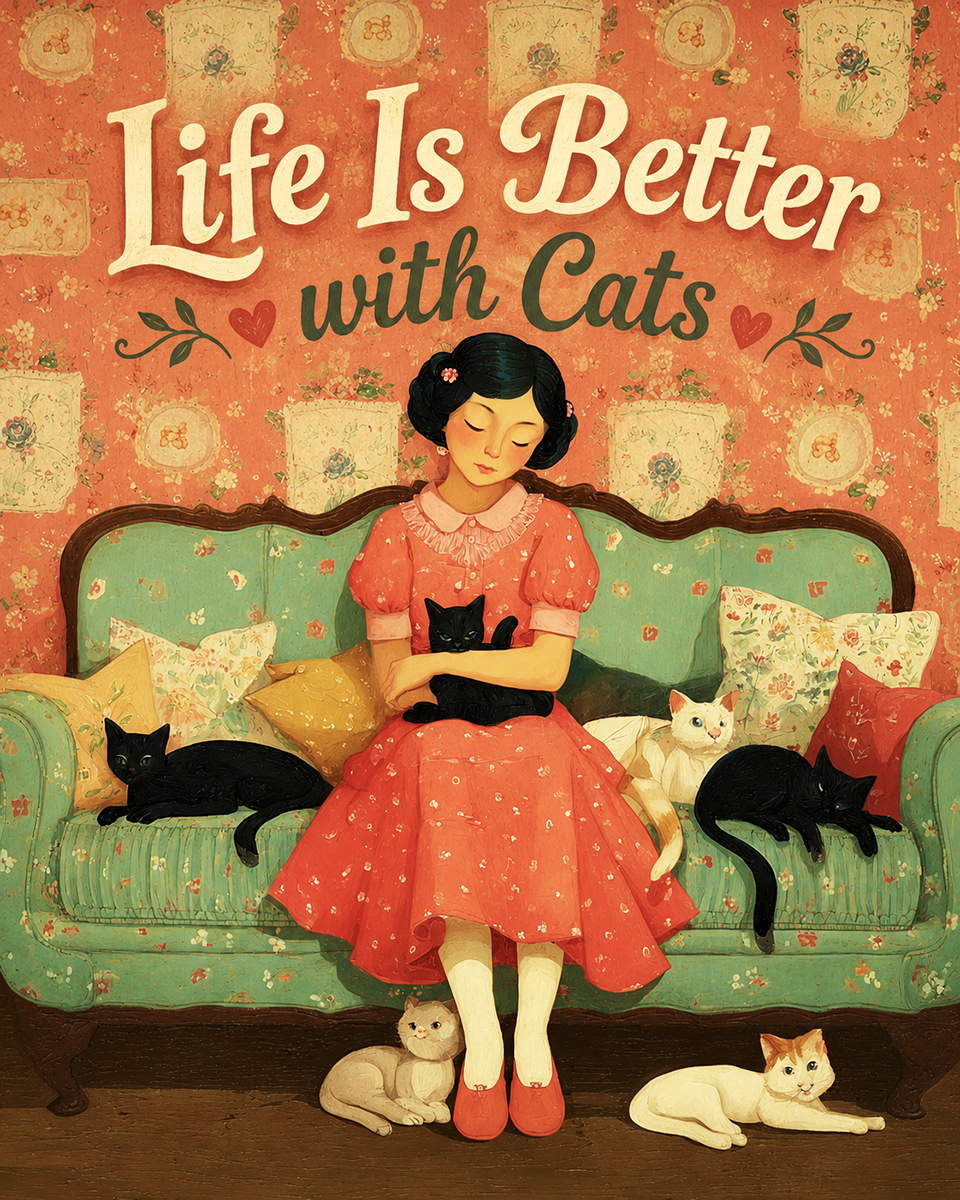 Cat Art Prints - Life Is Better with Cats