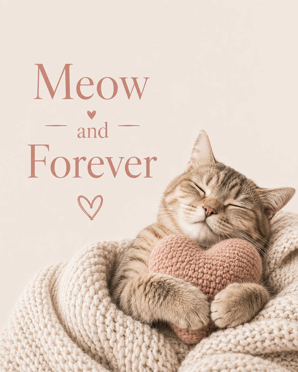 Cat Art Prints - Meow and Forever