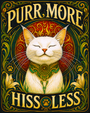 Cat Art Prints - Purr More Hiss Less