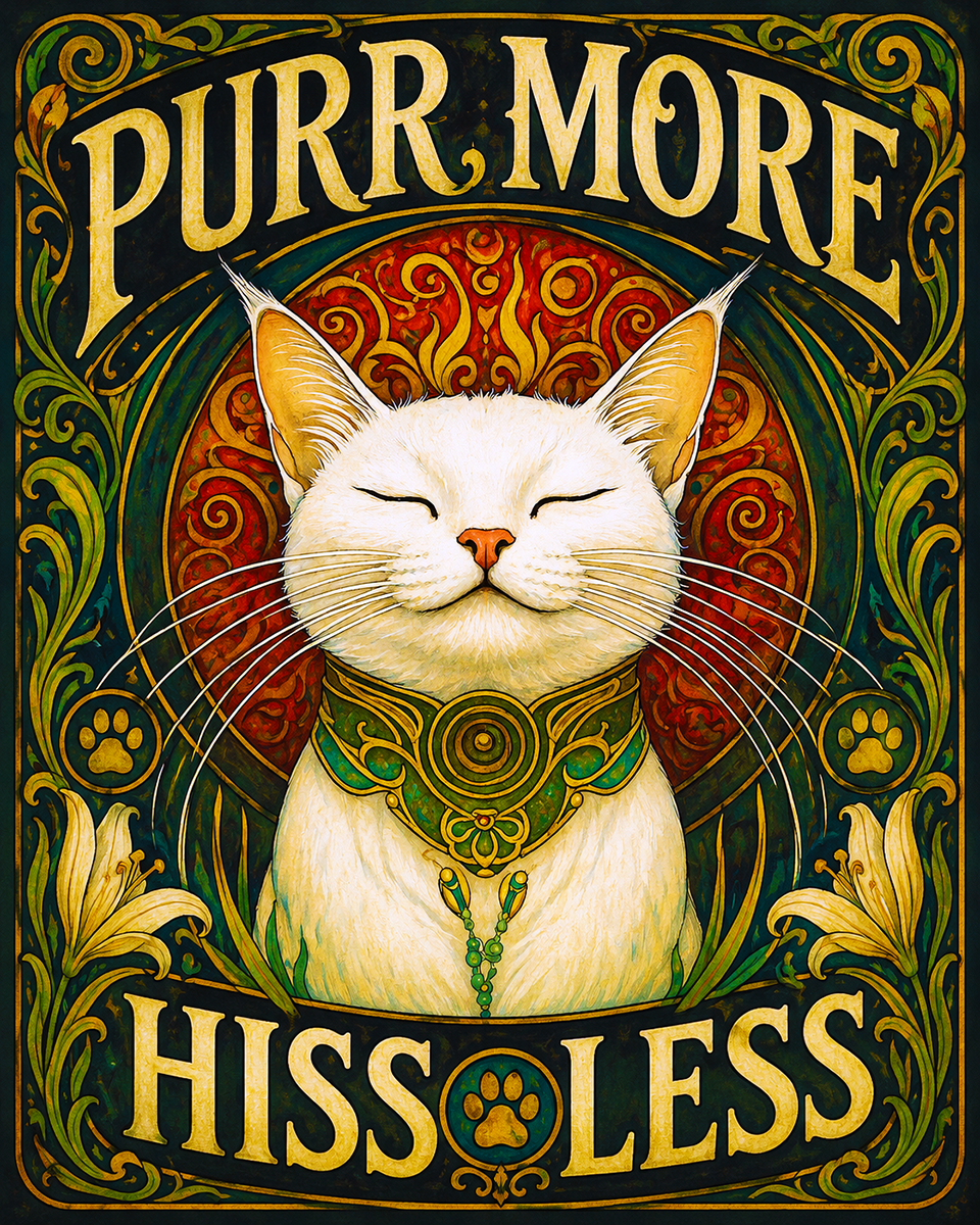 Cat Art Prints - Purr More Hiss Less