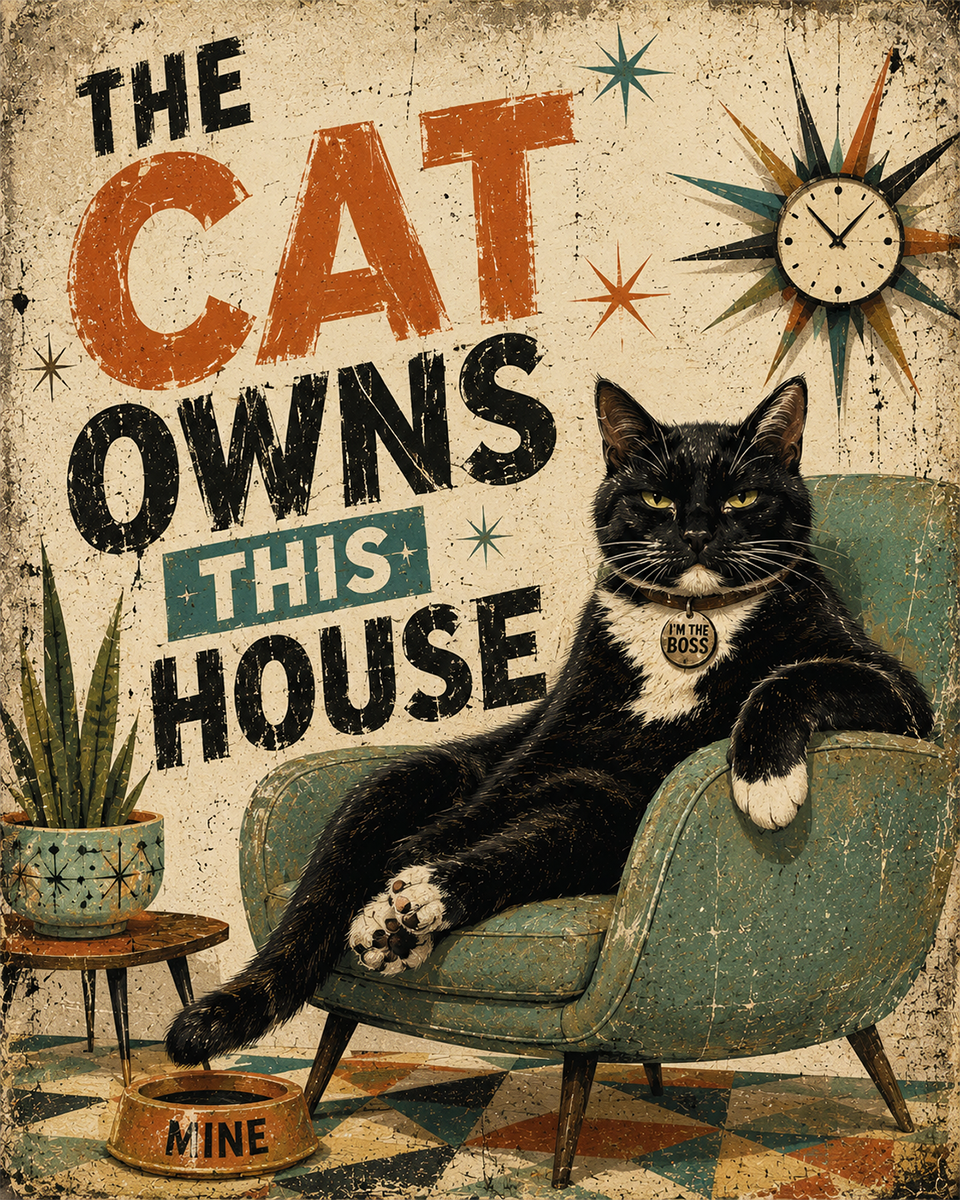 Cat Art Prints - The Cat Owns This House