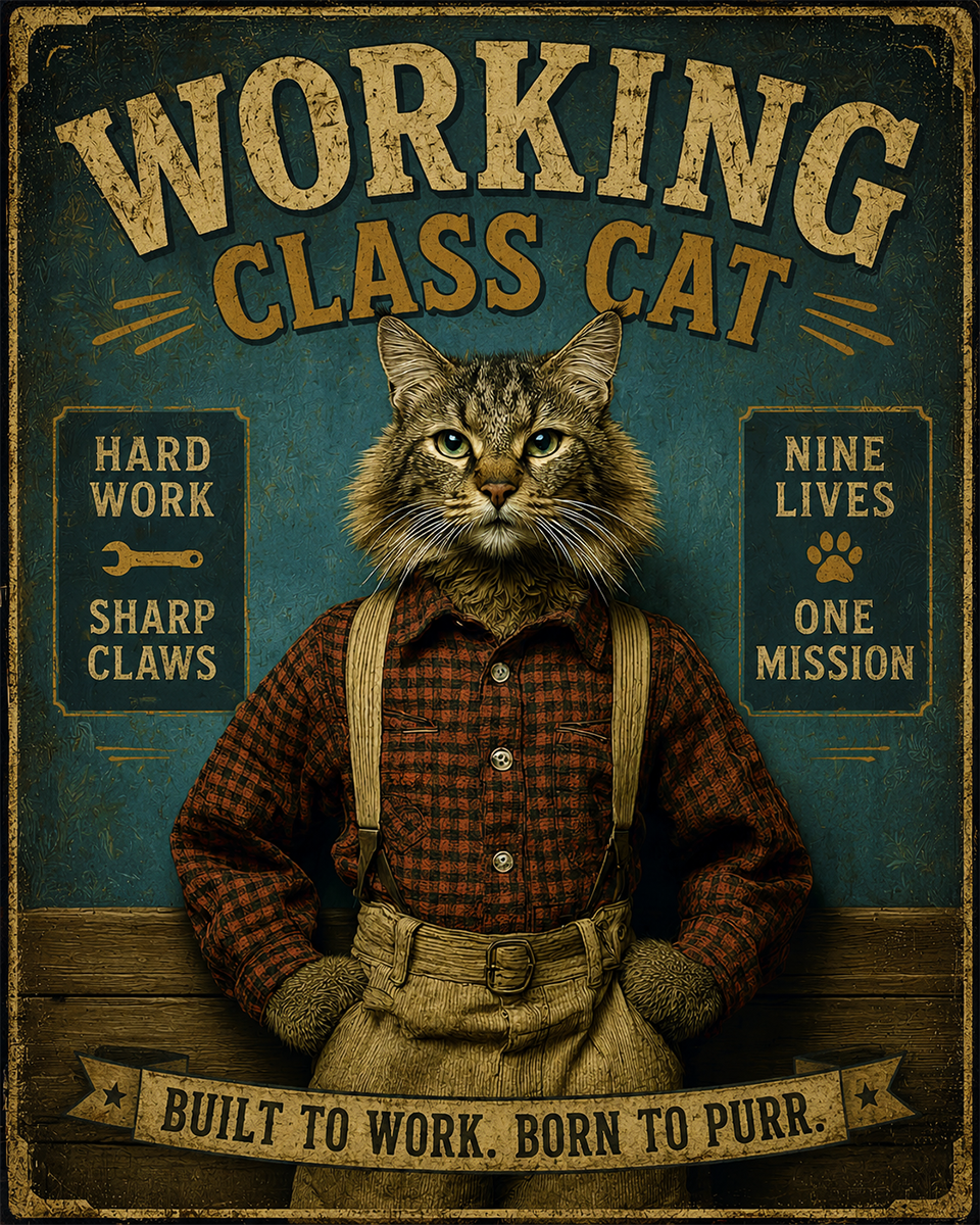 Cat Art Prints - Working Class Cat