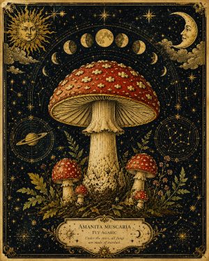Celestial Amanita Mushroom Poster