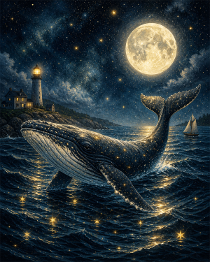 Celestial Whale - Coastal Wall Art