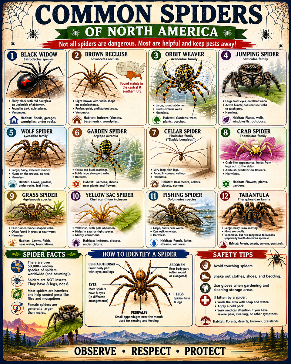 Chart - Common Spiders - Infographic Poster