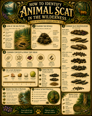 Chart - How to Identify Animal Scat - Dark Infographic Poster