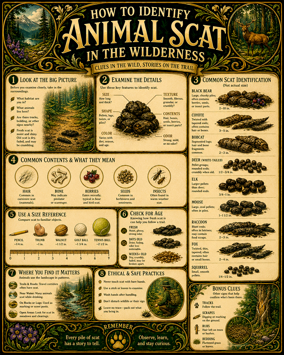 Chart - How to Identify Animal Scat - Dark Infographic Poster