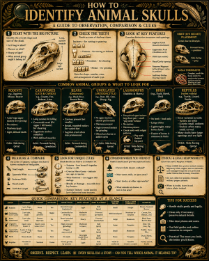 Chart - How to Identify Animal Skulls - Dark Infographic Poster