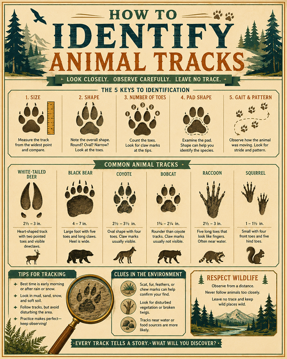 Chart - How to Identify Animal Tracks - Infographic Poster