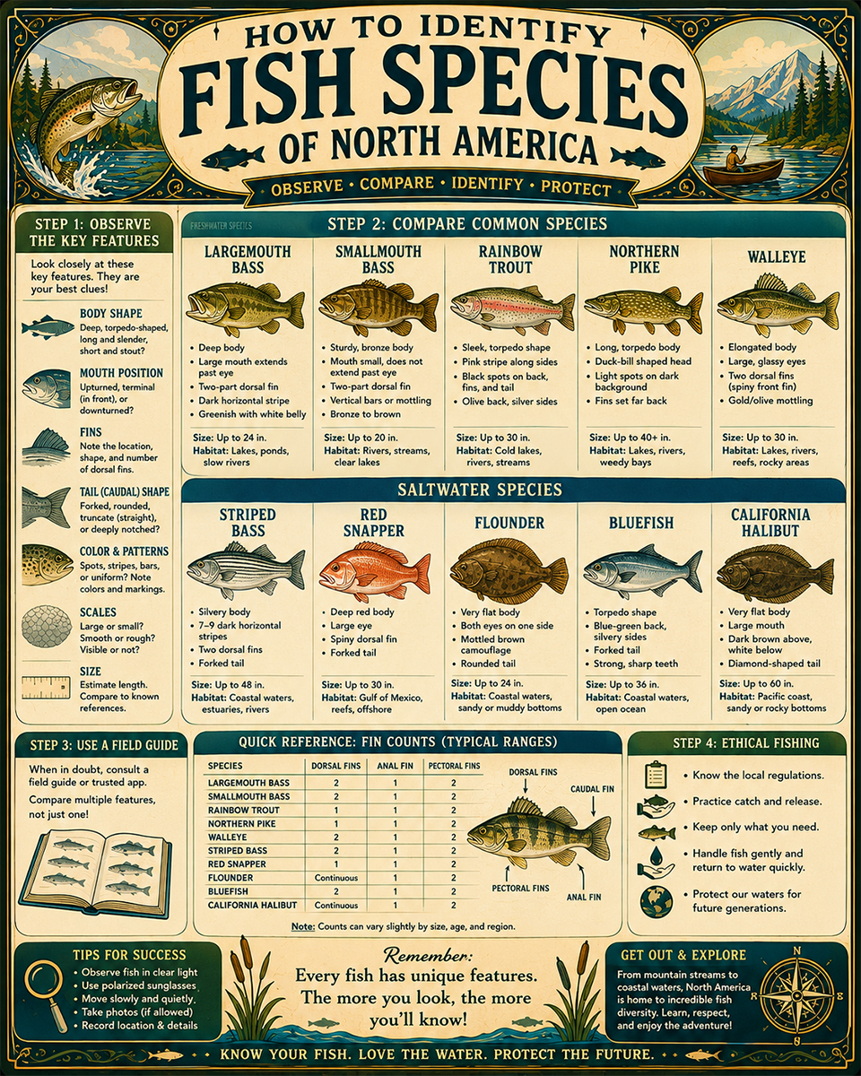 Chart - How to Identify Fish Species - Infographic Poster