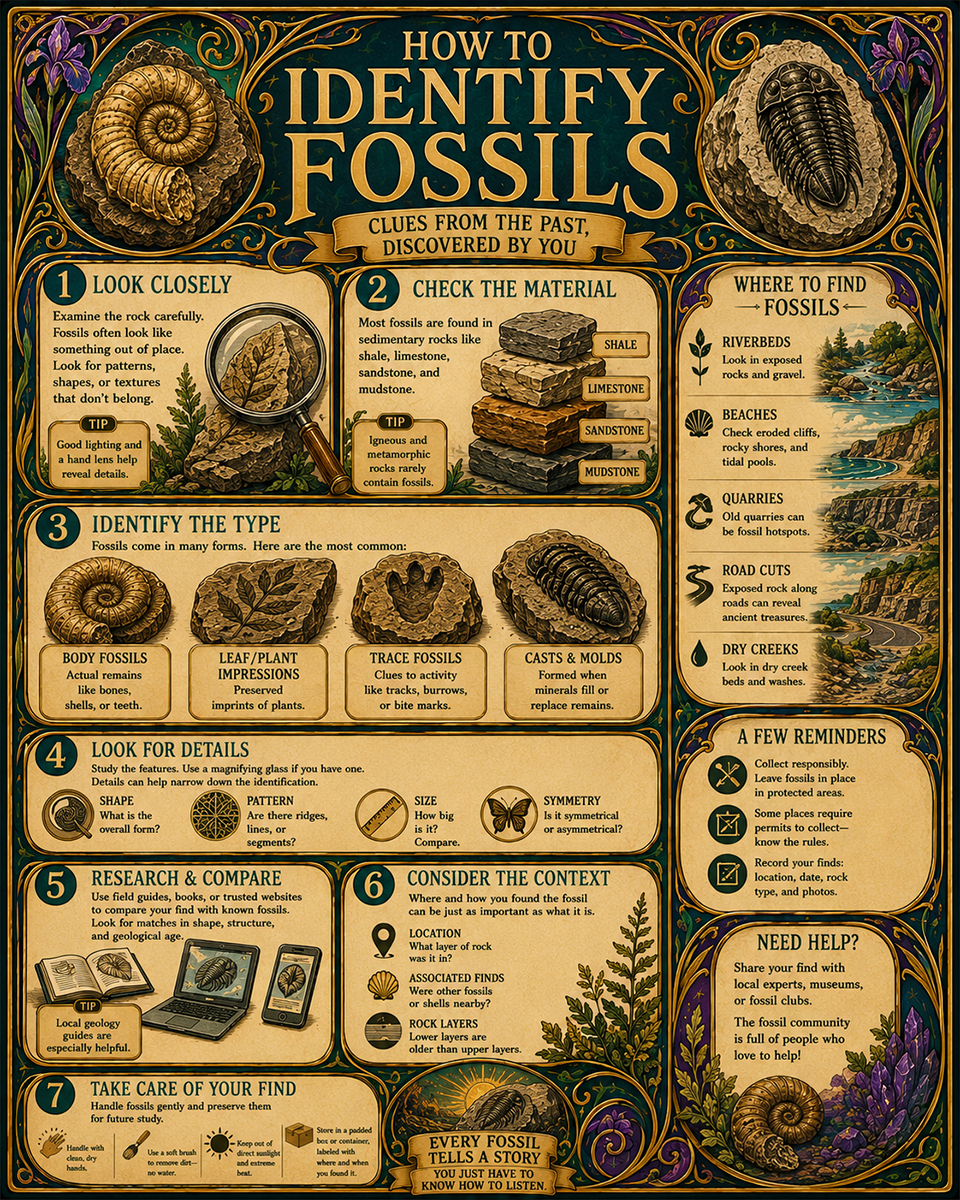 Chart - How to Identify Fossils - Infographic Poster