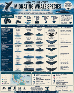 Chart - How to Identify Migrating Whale Species - Dark Infographic Poster