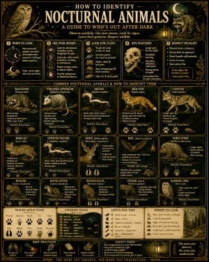 Chart - How to Identify Nocturnal Animals - Dark Infographic Poster
