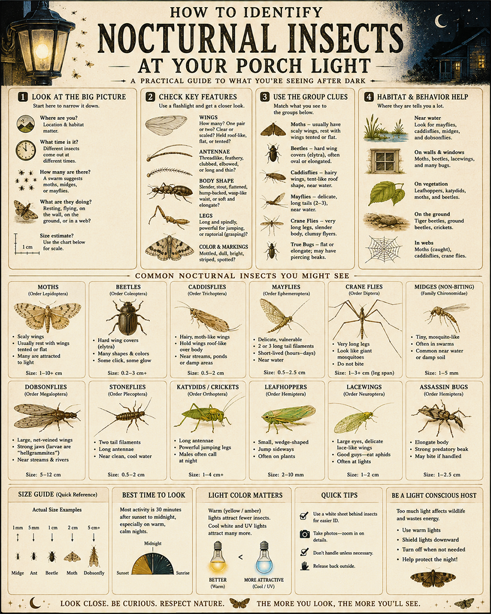 Chart - How to Identify Nocturnal Insects - Dark Infographic Poster