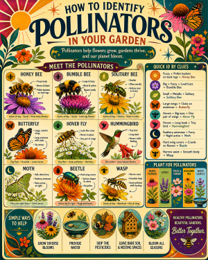 Chart - How to Identify Pollinators in Your Garden - Infographic Poster