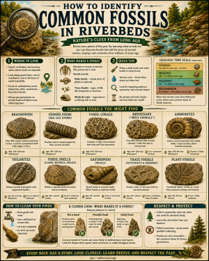 Chart - How to Identify Riverbed Fossils - Dark Infographic Poster