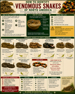 Chart - How to Identify Venomous Snakes - Dark Infographic Poster