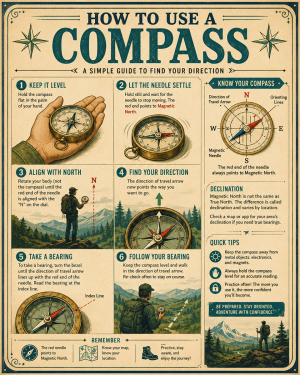 Chart - How to Use a Compass - Infographic Poster