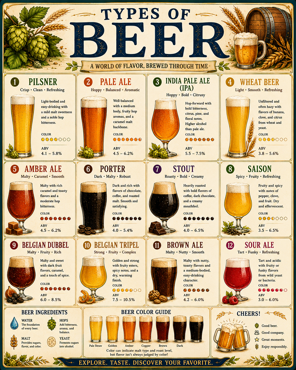 Chart - Types of Beer - Gift Shop Artwork
