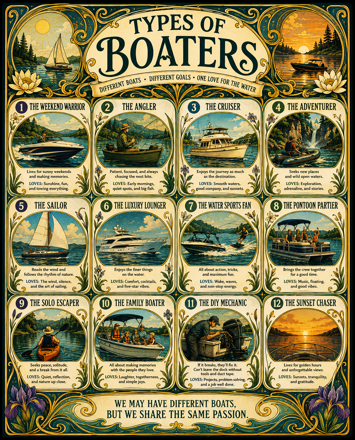 Chart - Types of Boaters - Infographic Poster