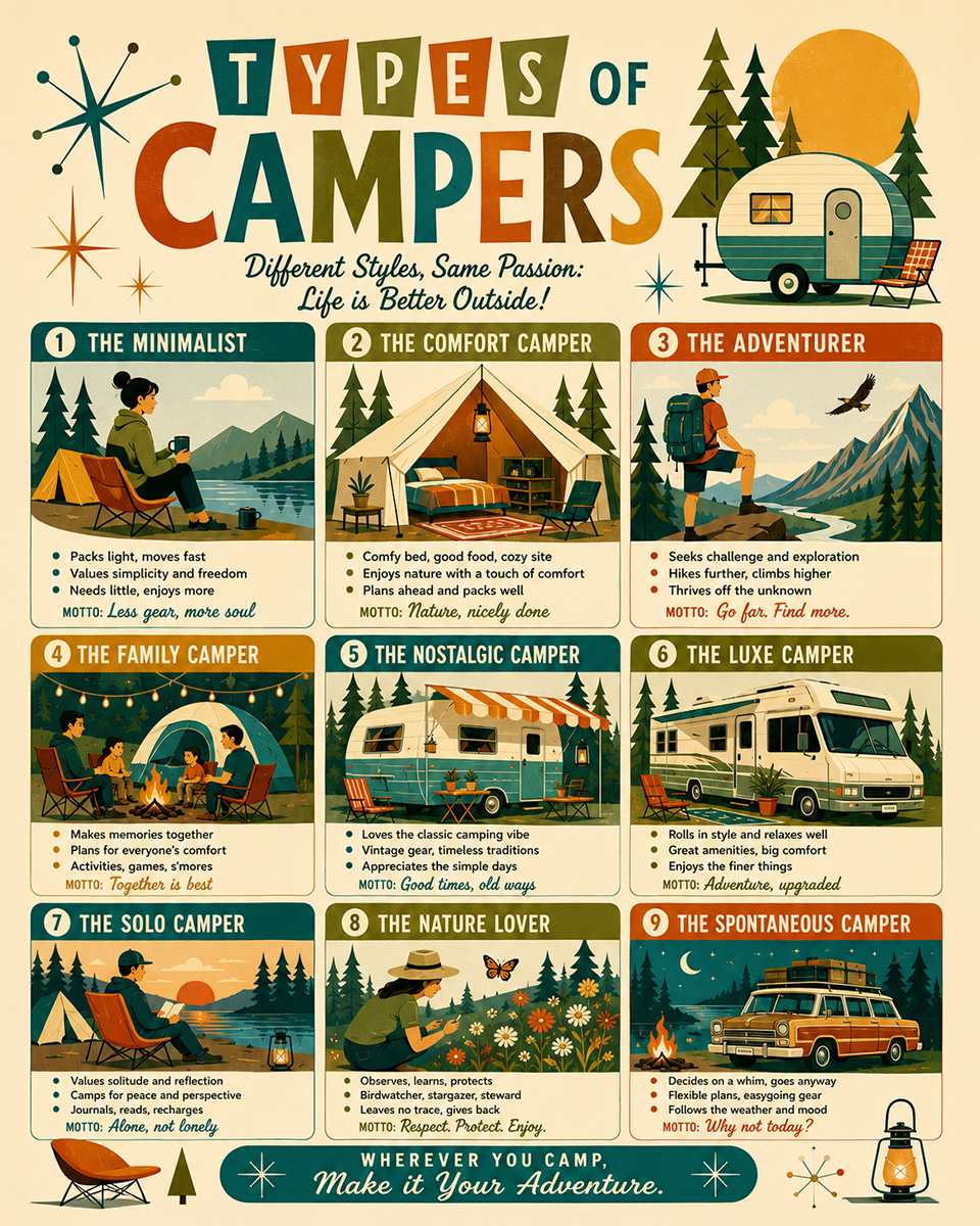 Chart - Types of Campers - Modern Style Infographic Poster