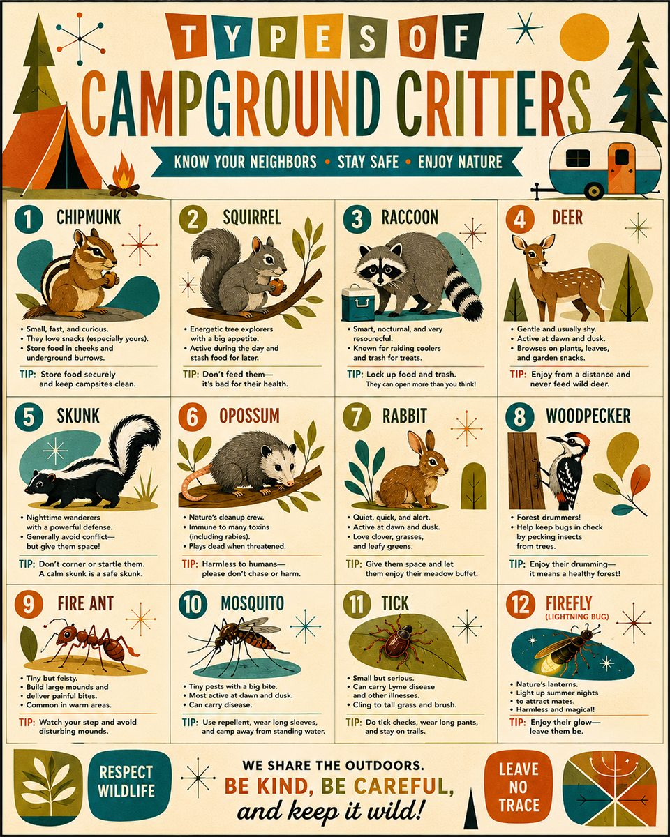 Chart - Types of Campground Critters - Infographic Poster