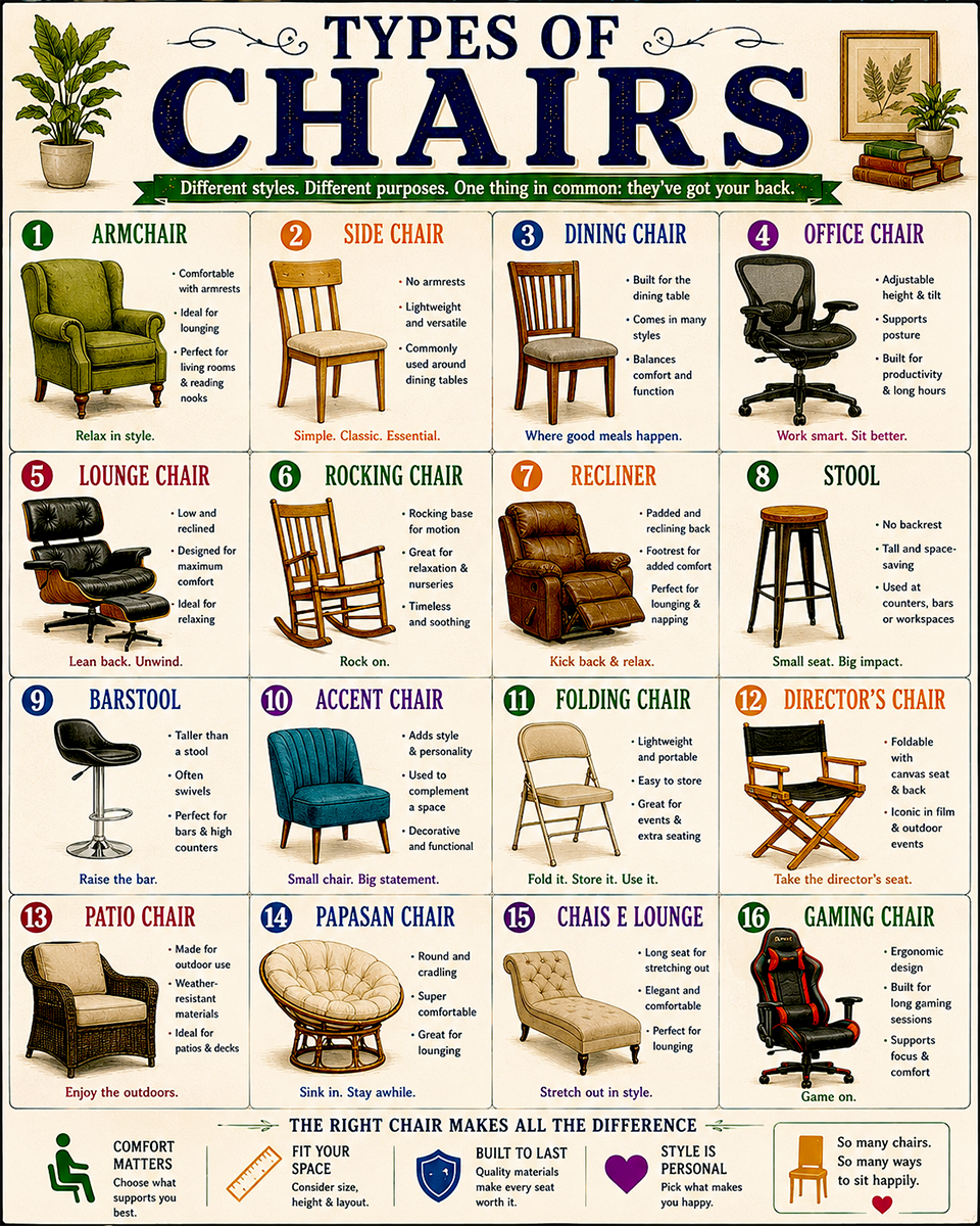 Chart - Types of Chairs - Gift Shop Artwork