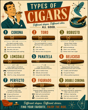 Chart - Types of Cigars - Gift Shop Artwork