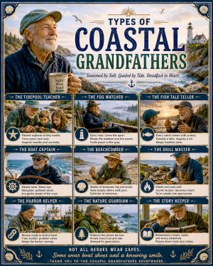 Chart - Types of Coastal Grandfathers - Vintage Infographic Poster