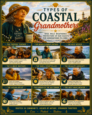 Chart - Types of Coastal Grandmothers - Vintage Infographic Poster