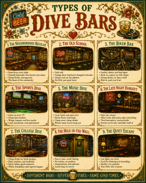 Chart - Types of Dive Bars - Gift Shop Artwork