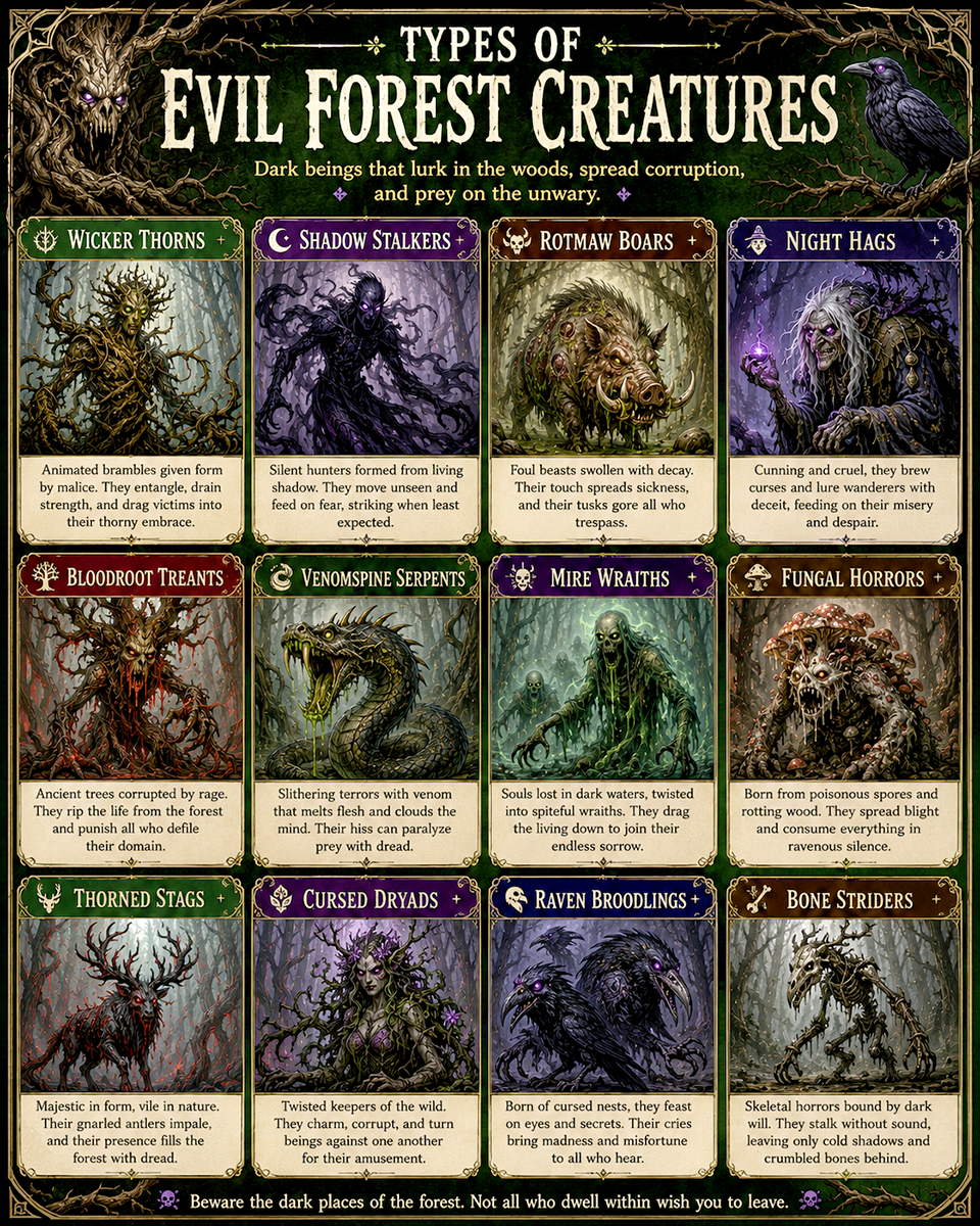 Chart - Types of Evil Forest Creatures