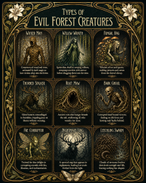 Chart - Types of Evil Forest Creatures - Art Nouveau Style