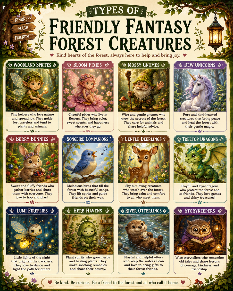 Chart - Types of Friendly Forest Creatures II