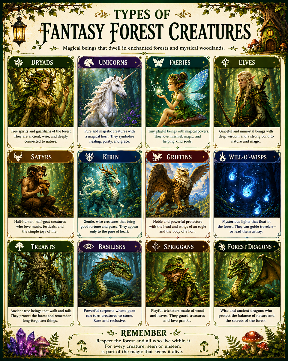 Chart - Types of Friendly Forest Creatures