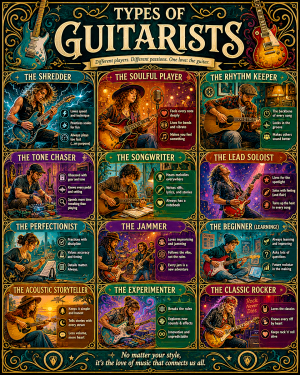 Chart - Types of Guitarists - Gift Shop Artwork