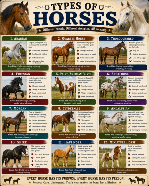 Chart - Types of Horses - Gift Shop Artwork