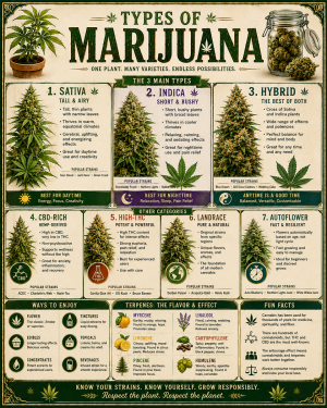 Chart - Types of Marijuana - Gift Shop Artwork