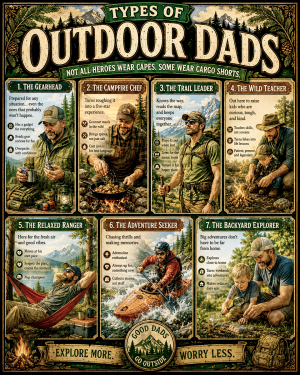 Chart - Types of Outdoor Dads - Vintage Infographic Poster