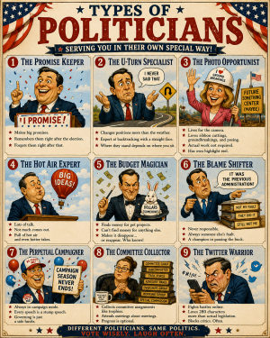 Chart - Types of Politicians - Gift Shop Artwork