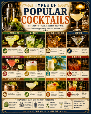 Chart - Types of Popular Cocktails - Gift Shop Artwork