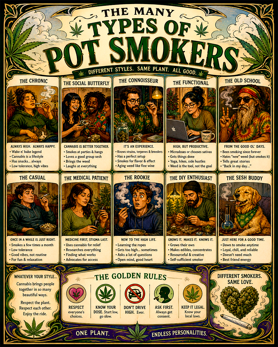 Chart - Types of Pot Smokers - Infographic Poster