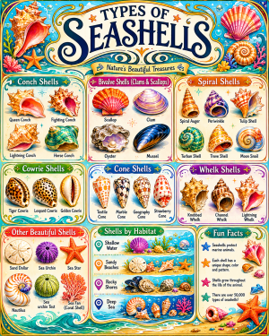 Chart - Types of Seashells - Gift Shop Artwork