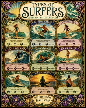 Chart - Types of Surfers - Infographic Poster