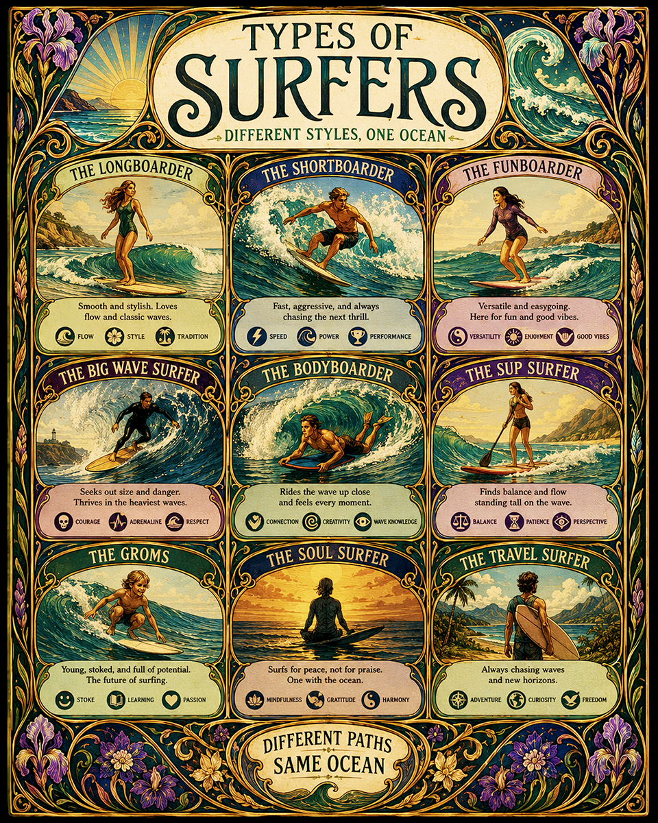 Chart - Types of Surfers - Infographic Poster