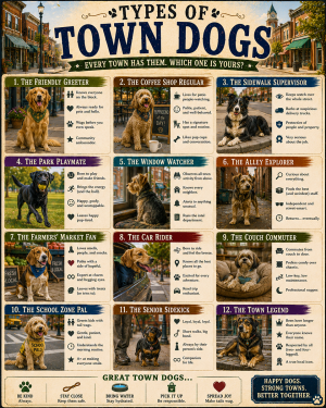 Chart - Types of Town Dogs - Vintage Infographic Poster