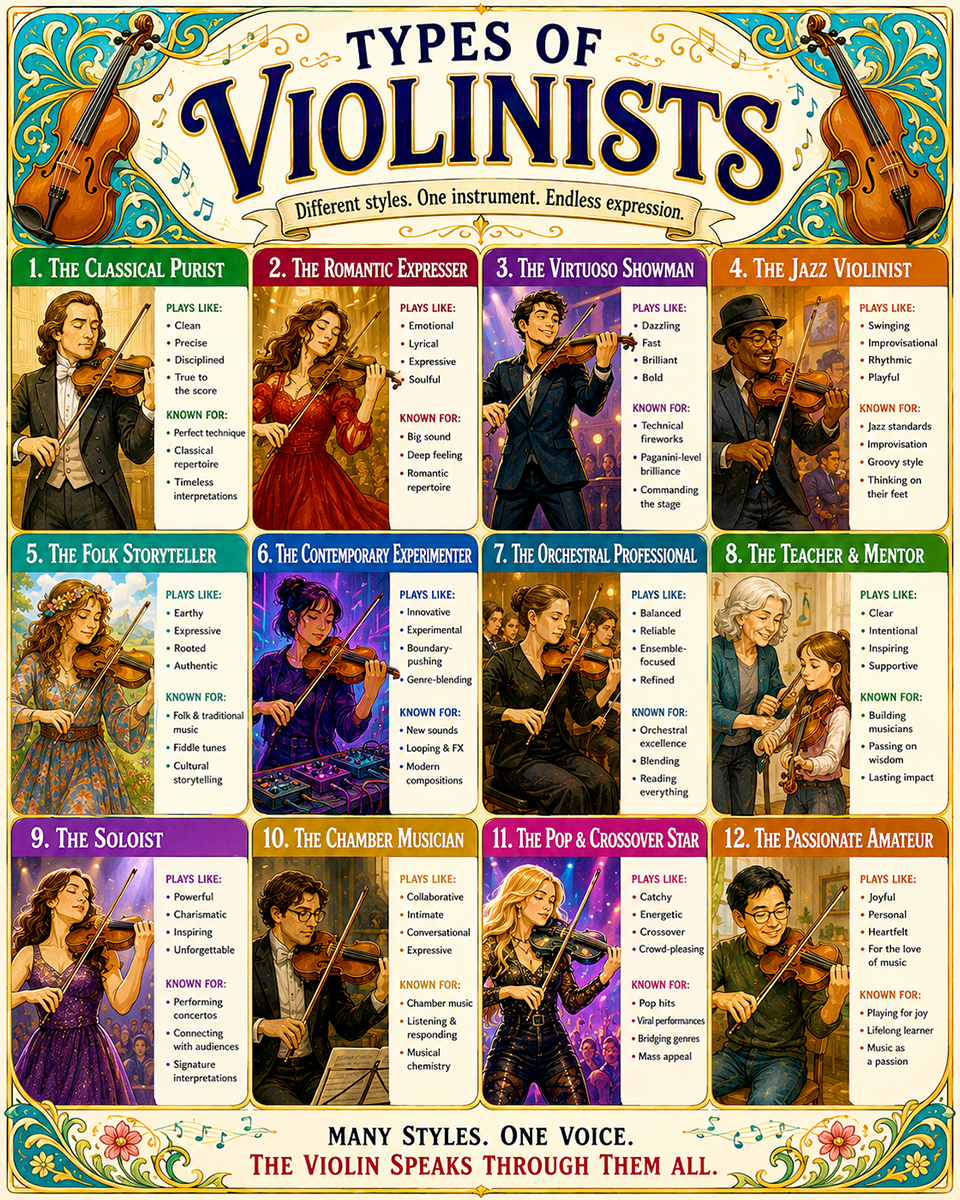 Chart - Types of Violinists - Gift Shop Artwork