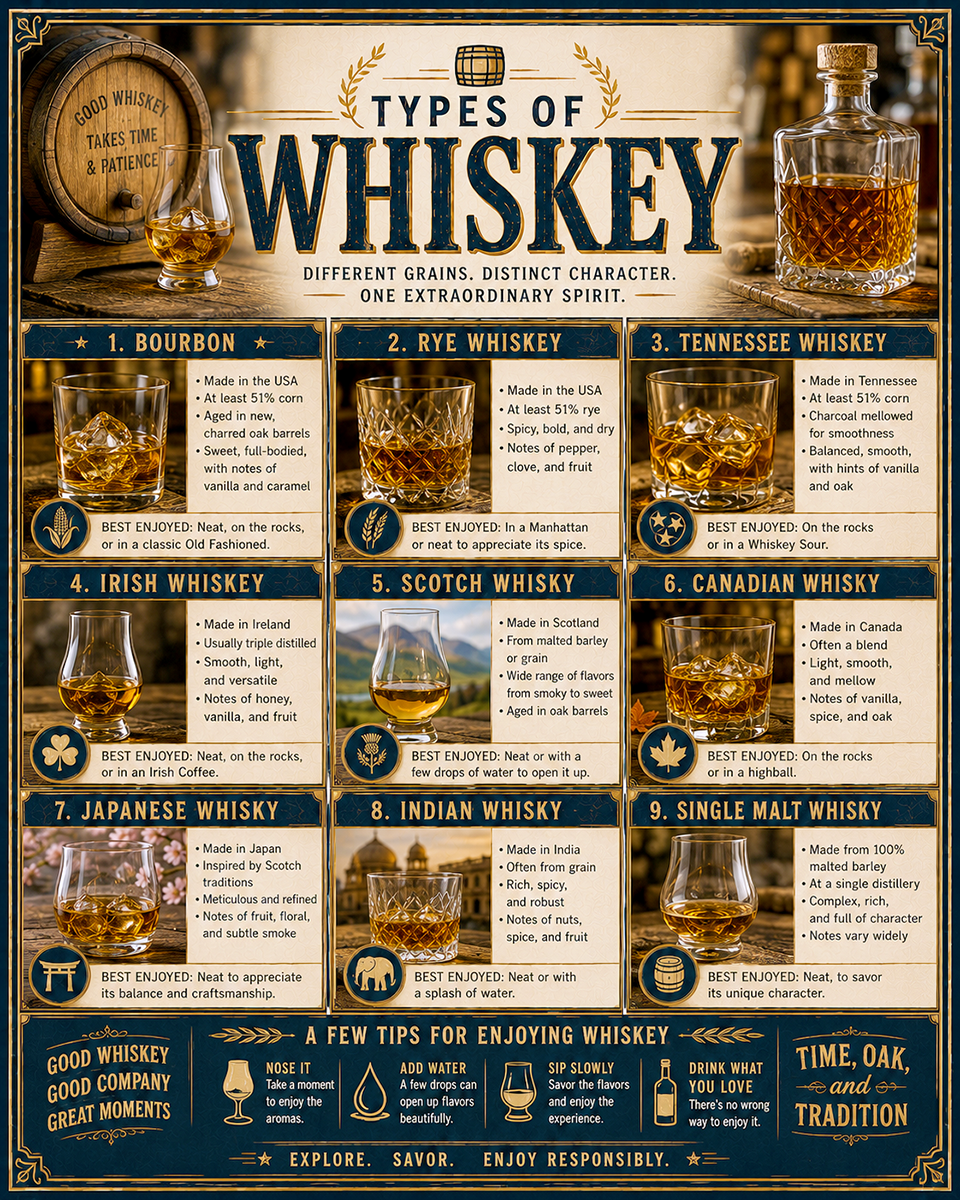 Chart - Types of Whiskey - Gift Shop Artwork